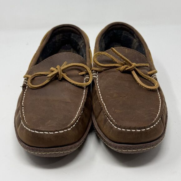 LL Bean Slippers Mens 11 M Brown Leather Flannel Lined Comfort Indoor Outdoor main image 11